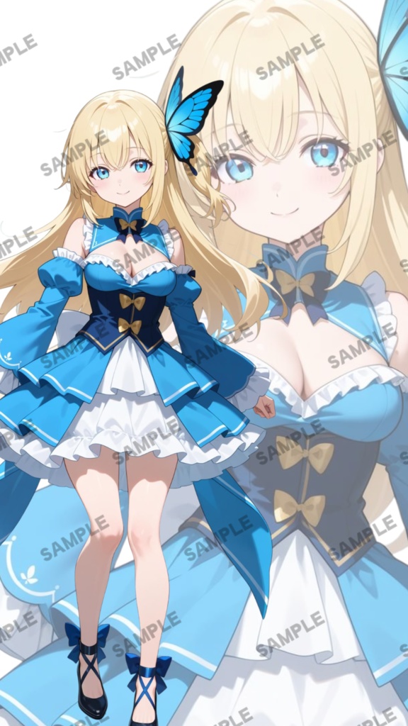 【1点限定 キャラクター IRIAM動作確認済み】立ち絵素材164 碧蝶の金髪の女の子
