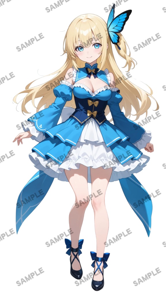 【1点限定 キャラクター IRIAM動作確認済み】立ち絵素材164 碧蝶の金髪の女の子