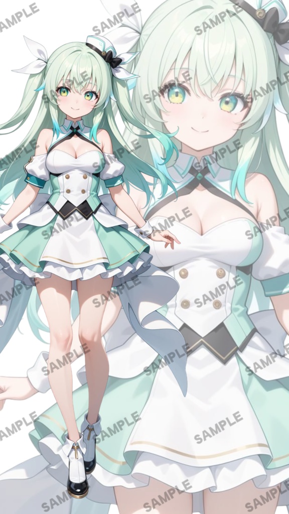 【1点限定 キャラクター IRIAM動作確認済み】立ち絵素材165 緑のツインテールの女の子