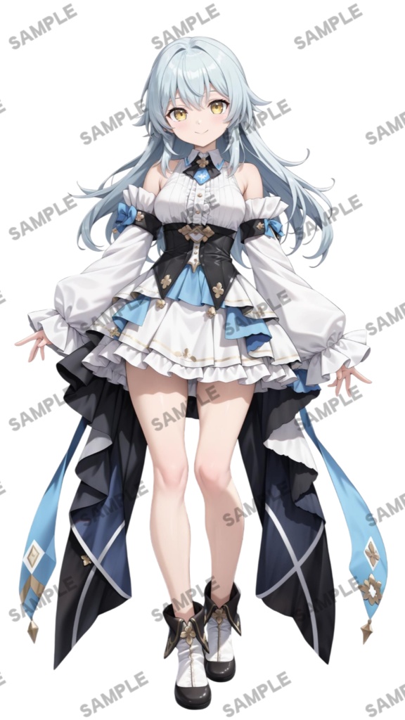 【1点限定 キャラクター IRIAM動作確認済み】立ち絵素材166 水色のフリルの女の子