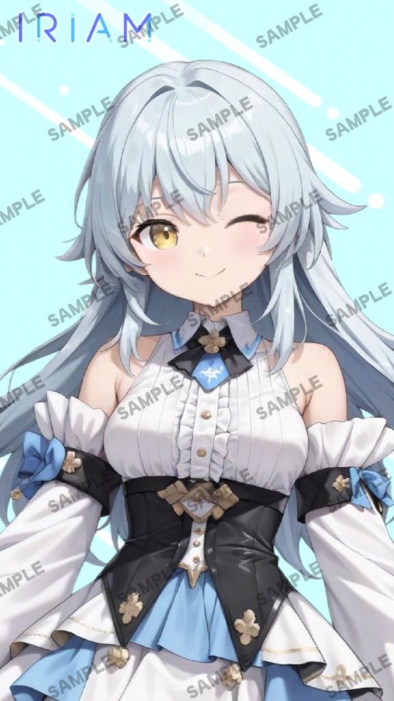 【1点限定 キャラクター IRIAM動作確認済み】立ち絵素材166 水色のフリルの女の子