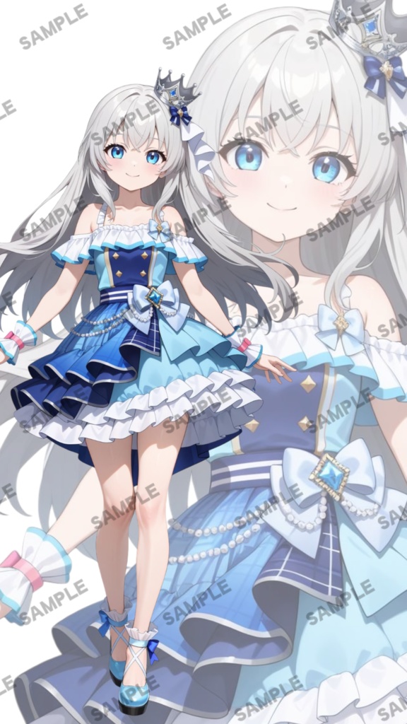 【1点限定 キャラクター】立ち絵素材178 銀髪のアイドル キービジュアル付き