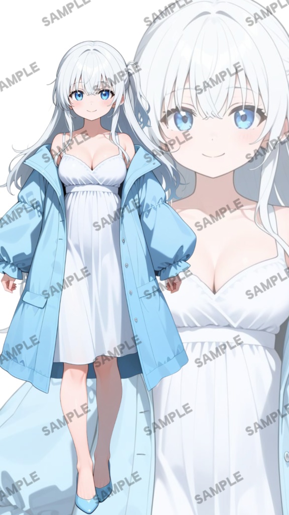 【1点限定 キャラクター IRIAM動作確認済み】立ち絵素材187 白髪コートの女の子