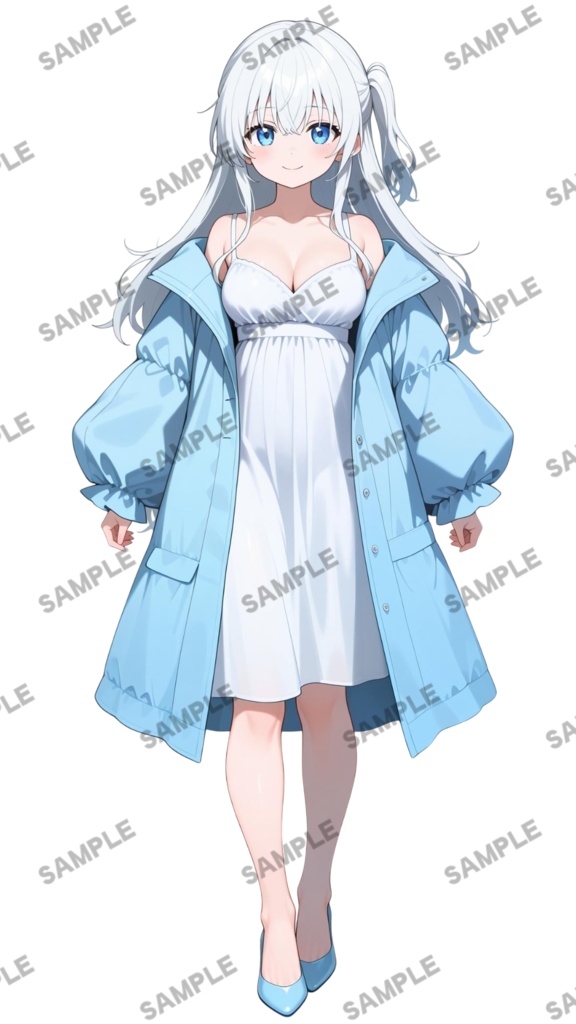 【1点限定 キャラクター IRIAM動作確認済み】立ち絵素材187 白髪コートの女の子