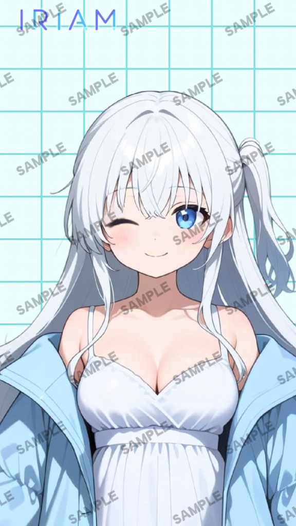 【1点限定 キャラクター IRIAM動作確認済み】立ち絵素材187 白髪コートの女の子