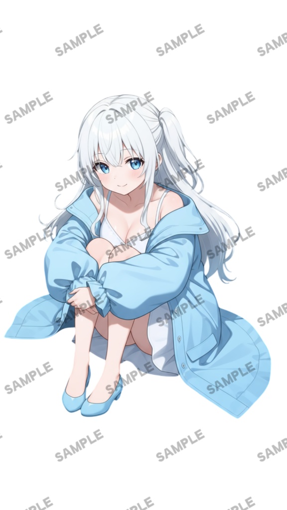 【1点限定 キャラクター IRIAM動作確認済み】立ち絵素材187 白髪コートの女の子