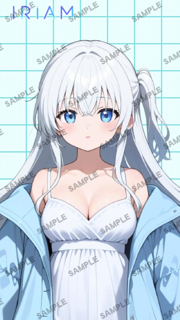 【1点限定 キャラクター IRIAM動作確認済み】立ち絵素材187 白髪コートの女の子