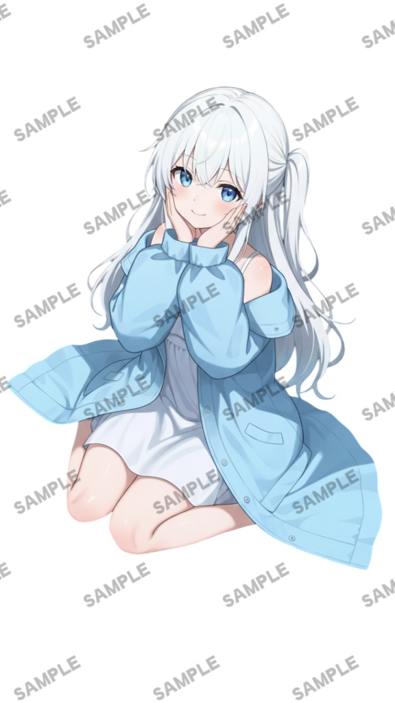 【1点限定 キャラクター IRIAM動作確認済み】立ち絵素材187 白髪コートの女の子