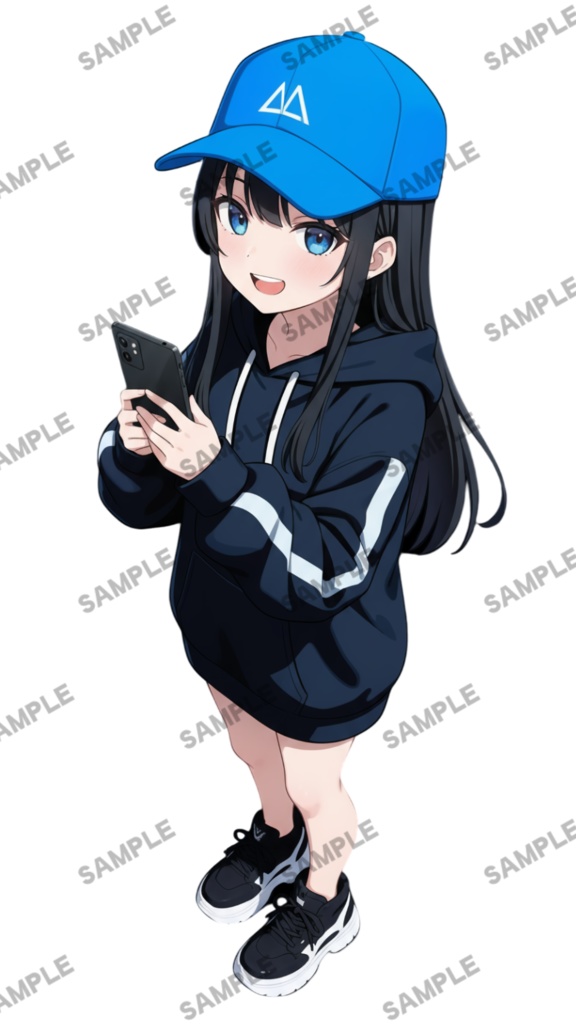 【1点限定 キャラクター IRIAM動作確認済み】立ち絵素材188 黒髪パーカーの女の子