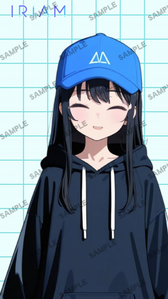 【1点限定 キャラクター IRIAM動作確認済み】立ち絵素材188 黒髪パーカーの女の子