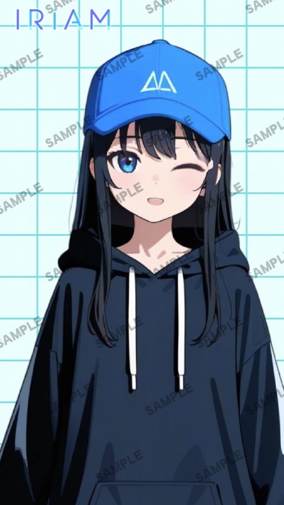 【1点限定 キャラクター IRIAM動作確認済み】立ち絵素材188 黒髪パーカーの女の子