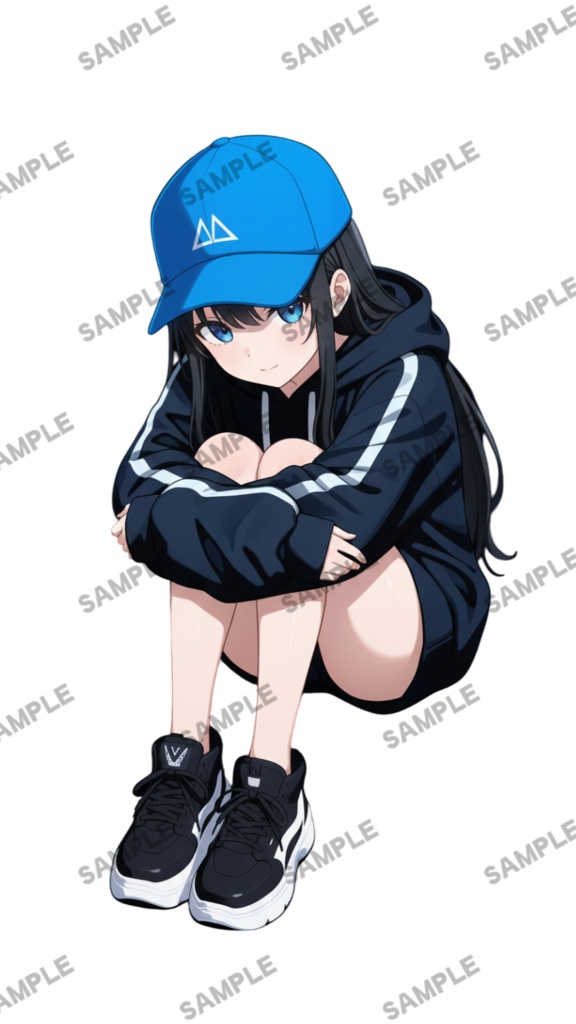 【1点限定 キャラクター IRIAM動作確認済み】立ち絵素材188 黒髪パーカーの女の子