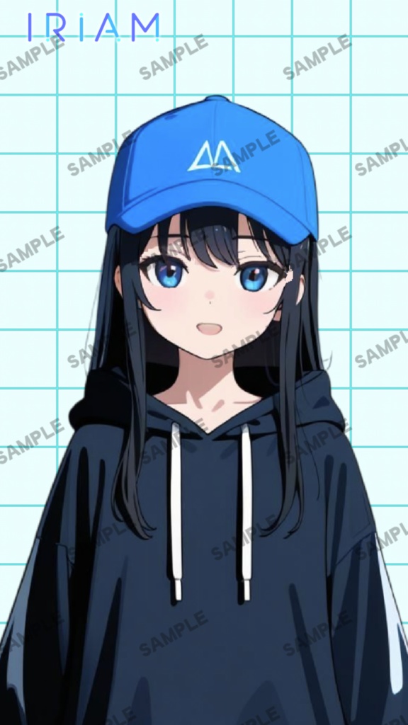 【1点限定 キャラクター IRIAM動作確認済み】立ち絵素材188 黒髪パーカーの女の子