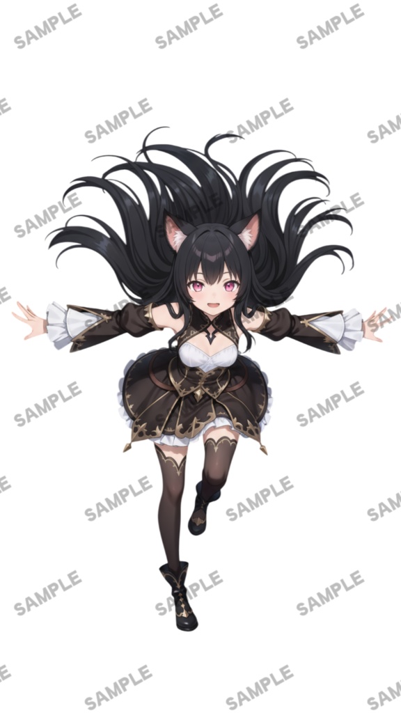 【1点限定 キャラクター】立ち絵素材211 黒猫の女の子