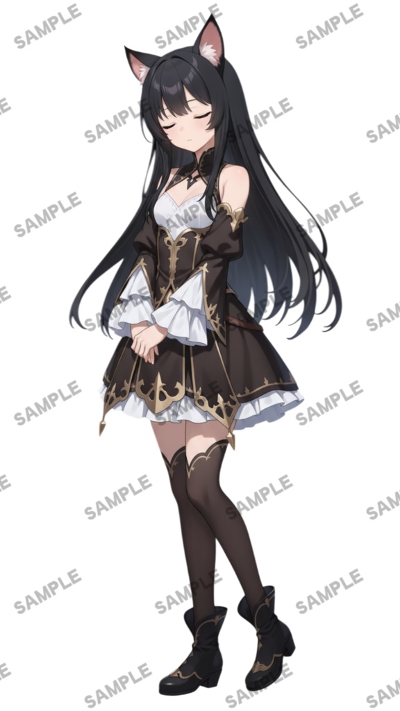 【1点限定 キャラクター】立ち絵素材211 黒猫の女の子