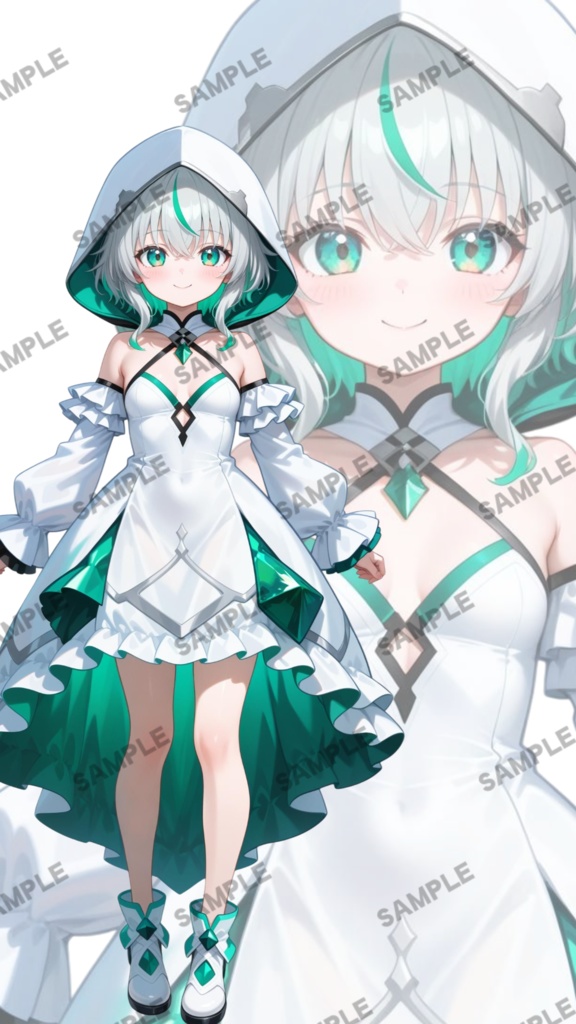 【1点限定 キャラクター】立ち絵素材227 エメラルドのパーカー娘