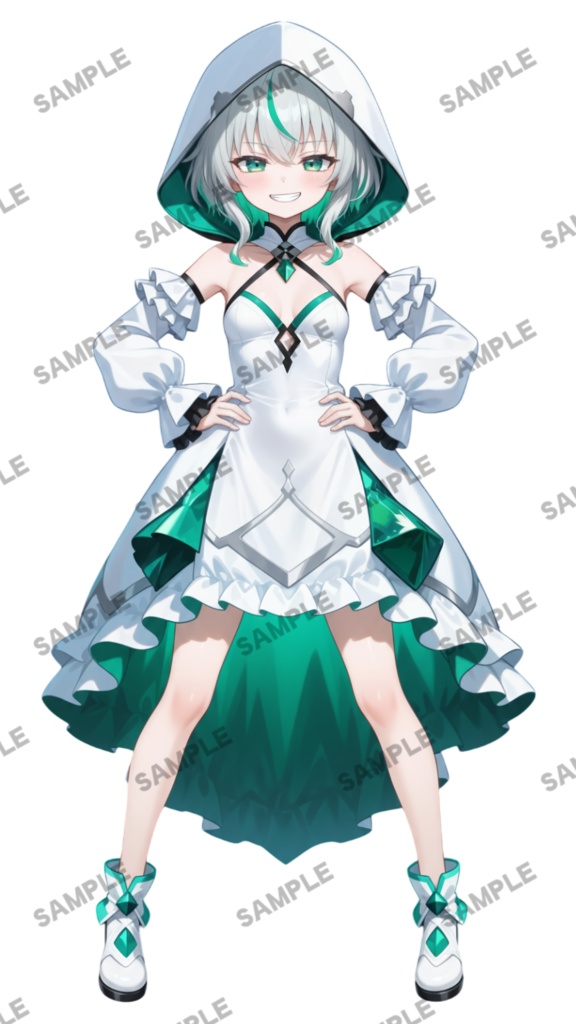 【1点限定 キャラクター】立ち絵素材227 エメラルドのパーカー娘