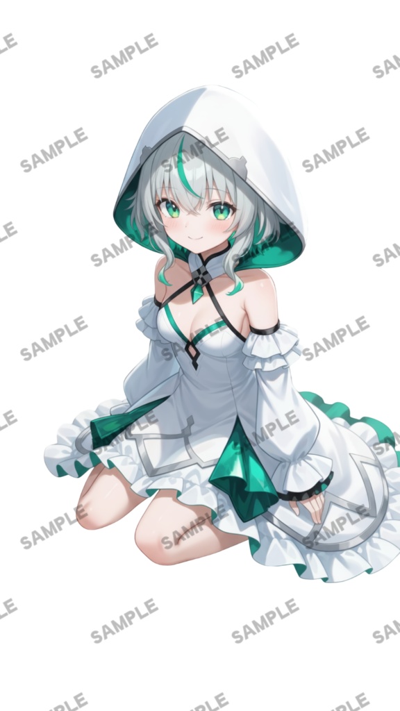 【1点限定 キャラクター】立ち絵素材227 エメラルドのパーカー娘