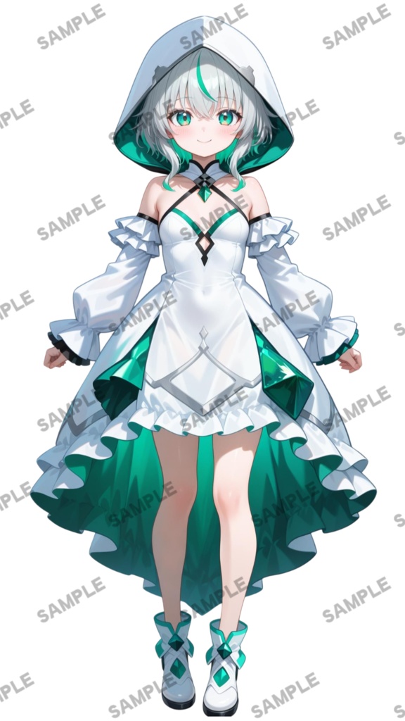 【1点限定 キャラクター】立ち絵素材227 エメラルドのパーカー娘