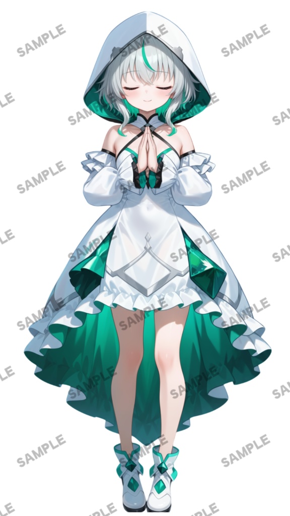 【1点限定 キャラクター】立ち絵素材227 エメラルドのパーカー娘