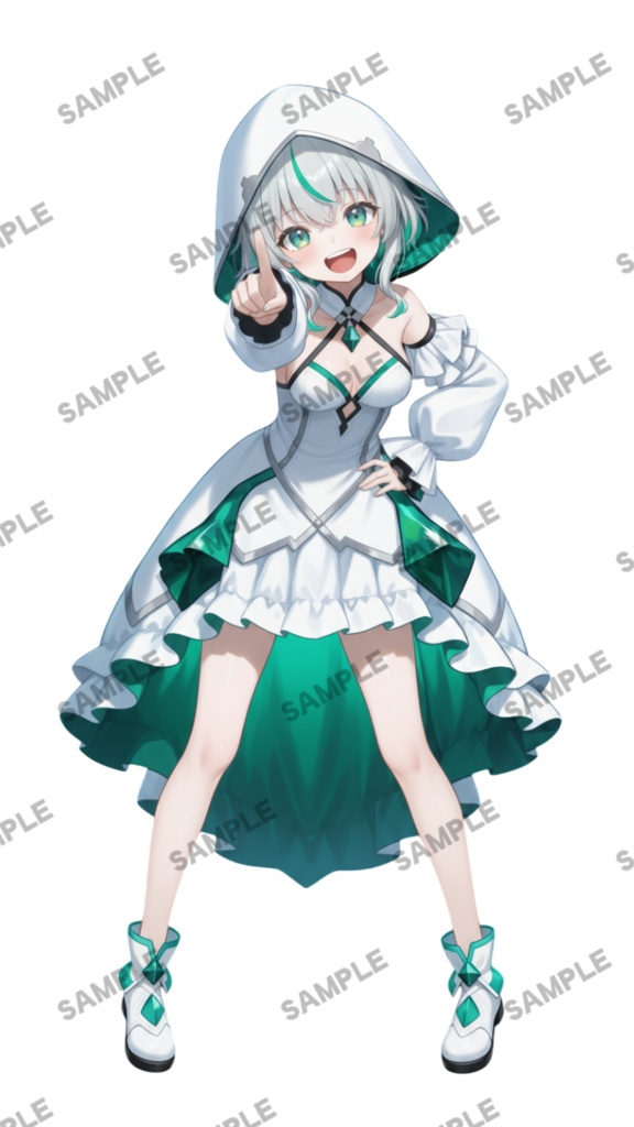 【1点限定 キャラクター】立ち絵素材227 エメラルドのパーカー娘