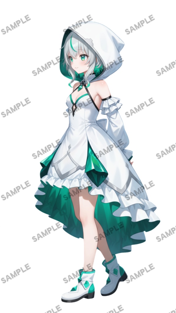 【1点限定 キャラクター】立ち絵素材227 エメラルドのパーカー娘