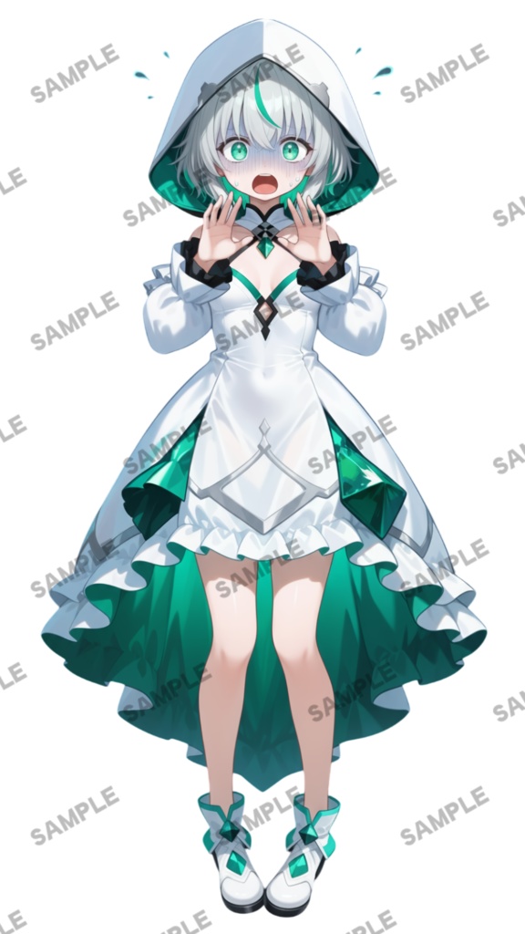 【1点限定 キャラクター】立ち絵素材227 エメラルドのパーカー娘