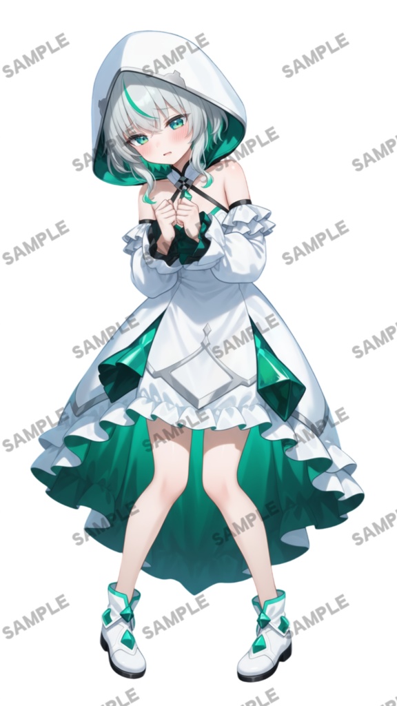 【1点限定 キャラクター】立ち絵素材227 エメラルドのパーカー娘