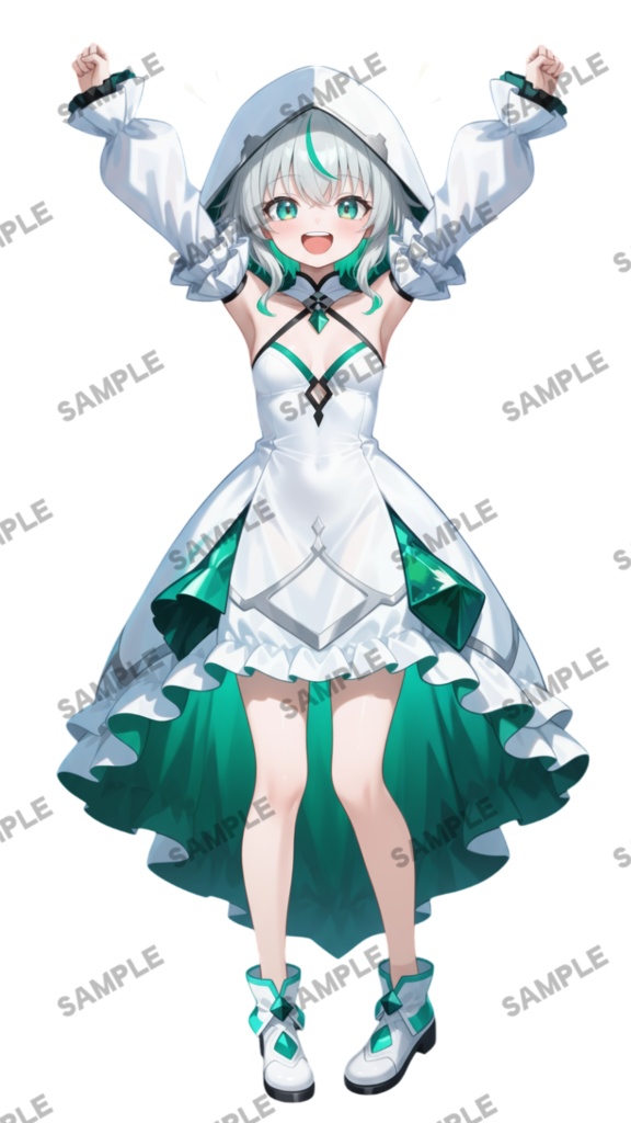 【1点限定 キャラクター】立ち絵素材227 エメラルドのパーカー娘