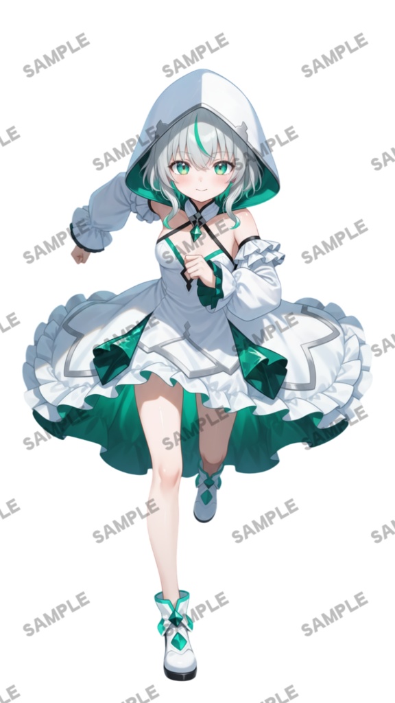 【1点限定 キャラクター】立ち絵素材227 エメラルドのパーカー娘