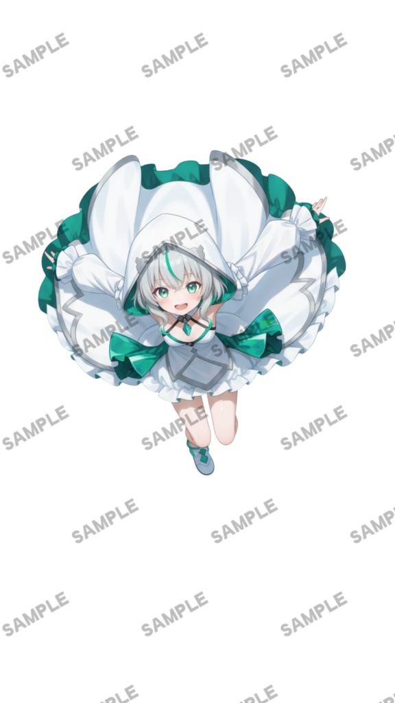 【1点限定 キャラクター】立ち絵素材227 エメラルドのパーカー娘