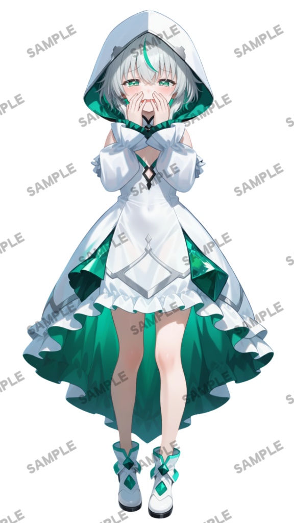 【1点限定 キャラクター】立ち絵素材227 エメラルドのパーカー娘