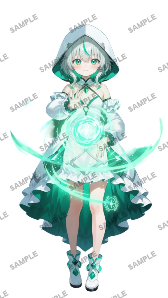 【1点限定 キャラクター】立ち絵素材227 エメラルドのパーカー娘