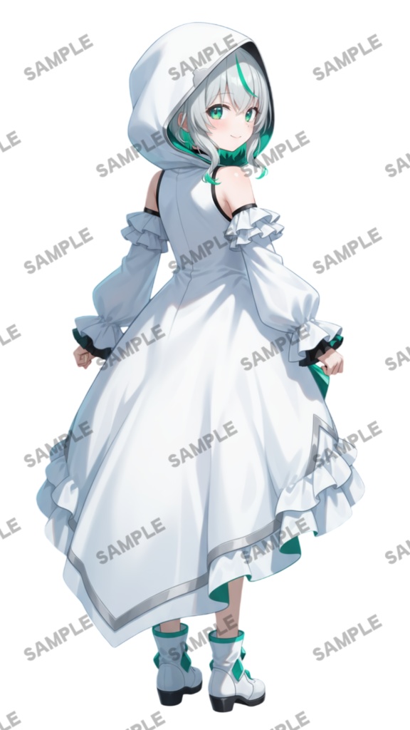 【1点限定 キャラクター】立ち絵素材227 エメラルドのパーカー娘