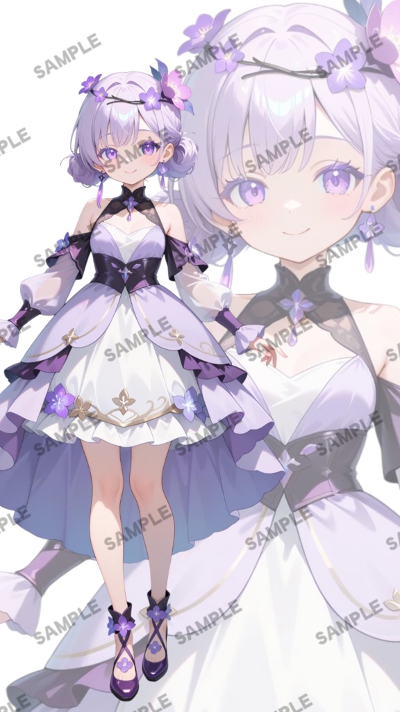 【1点限定 キャラクター】立ち絵素材234 紫花の少女