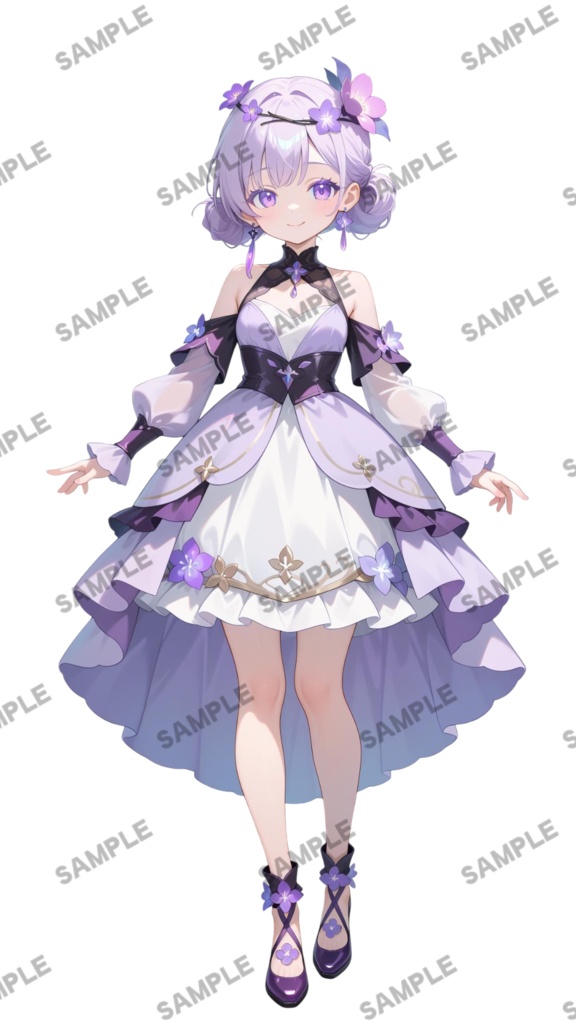 【1点限定 キャラクター】立ち絵素材234 紫花の少女