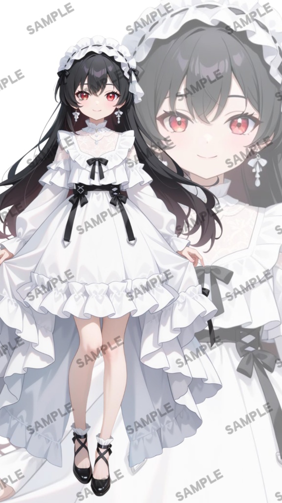 【1点限定 キャラクター】立ち絵素材235 黒髪のフリル