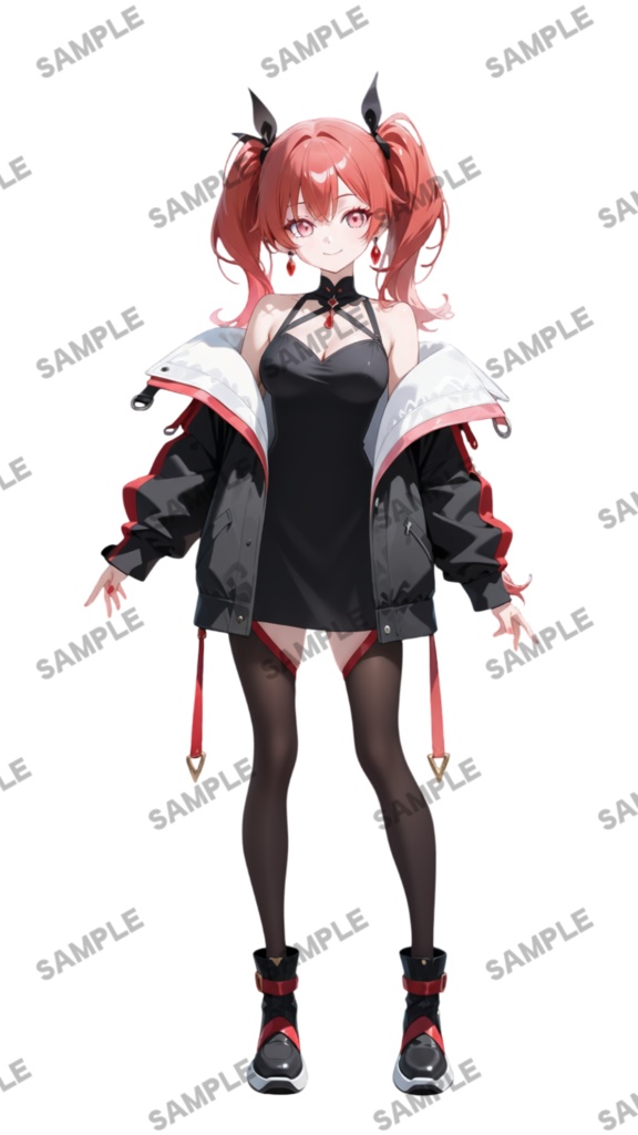 【1点限定 キャラクター】立ち絵素材237 赤髪のツインテール