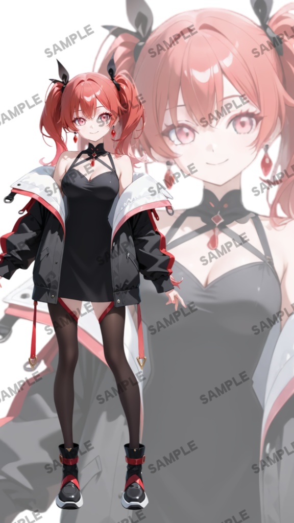 【1点限定 キャラクター】立ち絵素材237 赤髪のツインテール