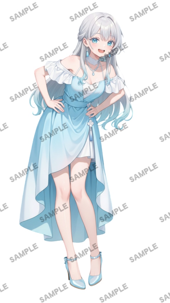 【1点限定 キャラクター IRIAM動作確認済み】立ち絵素材248 銀髪ドレスの女の子