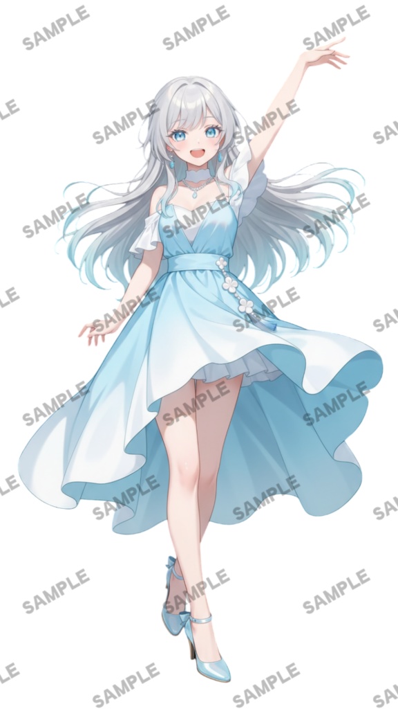 【1点限定 キャラクター IRIAM動作確認済み】立ち絵素材248 銀髪ドレスの女の子