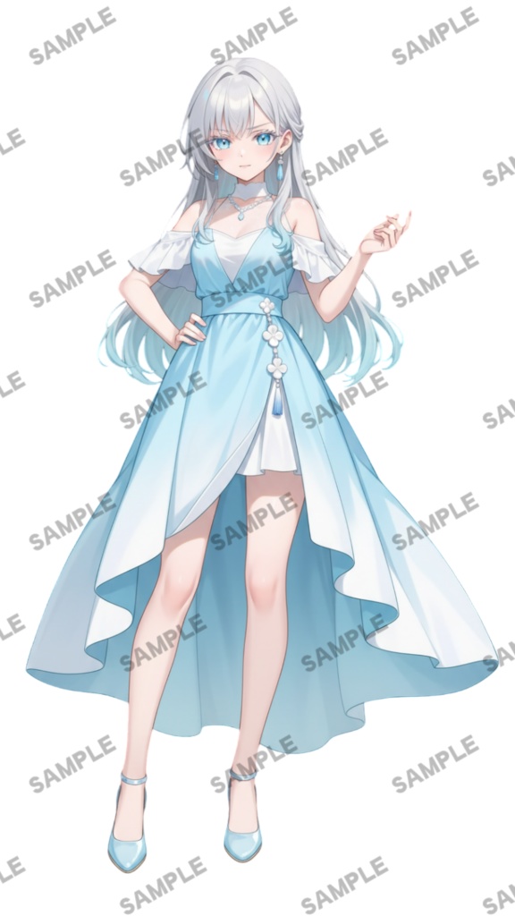 【1点限定 キャラクター IRIAM動作確認済み】立ち絵素材248 銀髪ドレスの女の子