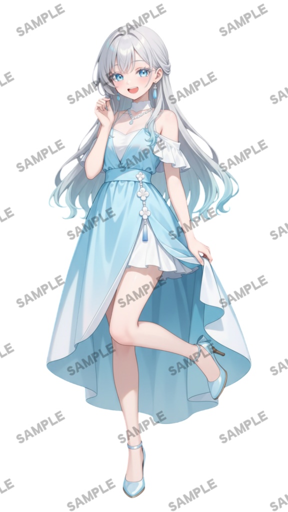 【1点限定 キャラクター IRIAM動作確認済み】立ち絵素材248 銀髪ドレスの女の子