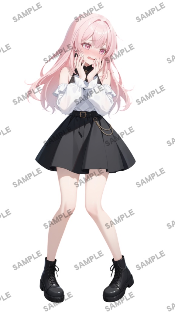 【1点限定 キャラクター IRIAM動作確認済み】立ち絵素材252 黒ピンクの女の子