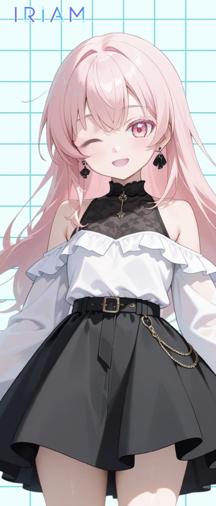 【1点限定 キャラクター IRIAM動作確認済み】立ち絵素材252 黒ピンクの女の子