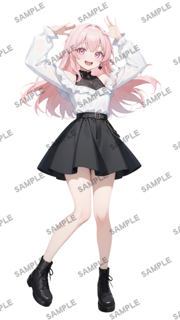 【1点限定 キャラクター IRIAM動作確認済み】立ち絵素材252 黒ピンクの女の子