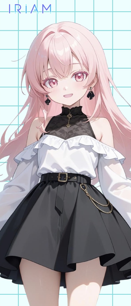 【1点限定 キャラクター IRIAM動作確認済み】立ち絵素材252 黒ピンクの女の子