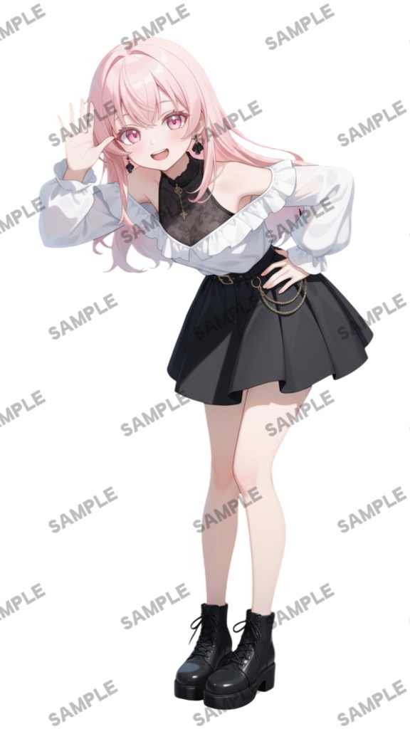 【1点限定 キャラクター IRIAM動作確認済み】立ち絵素材252 黒ピンクの女の子