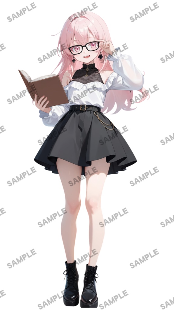 【1点限定 キャラクター IRIAM動作確認済み】立ち絵素材252 黒ピンクの女の子