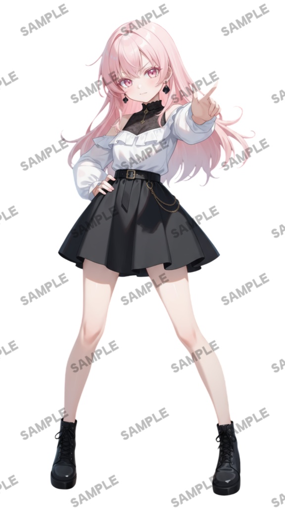 【1点限定 キャラクター IRIAM動作確認済み】立ち絵素材252 黒ピンクの女の子